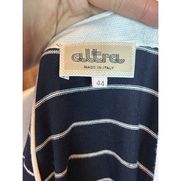 Altra-Made in Italy Wool Blend Knit Button Down Cardigan Black & White Sz 44 XL - Picture 7 of 7
